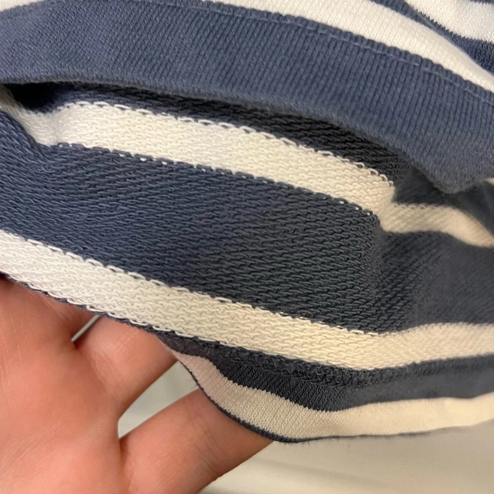 L.L. Bean Navy and Cream Hooded Striped Sweatshirt - Picture 4 of 6